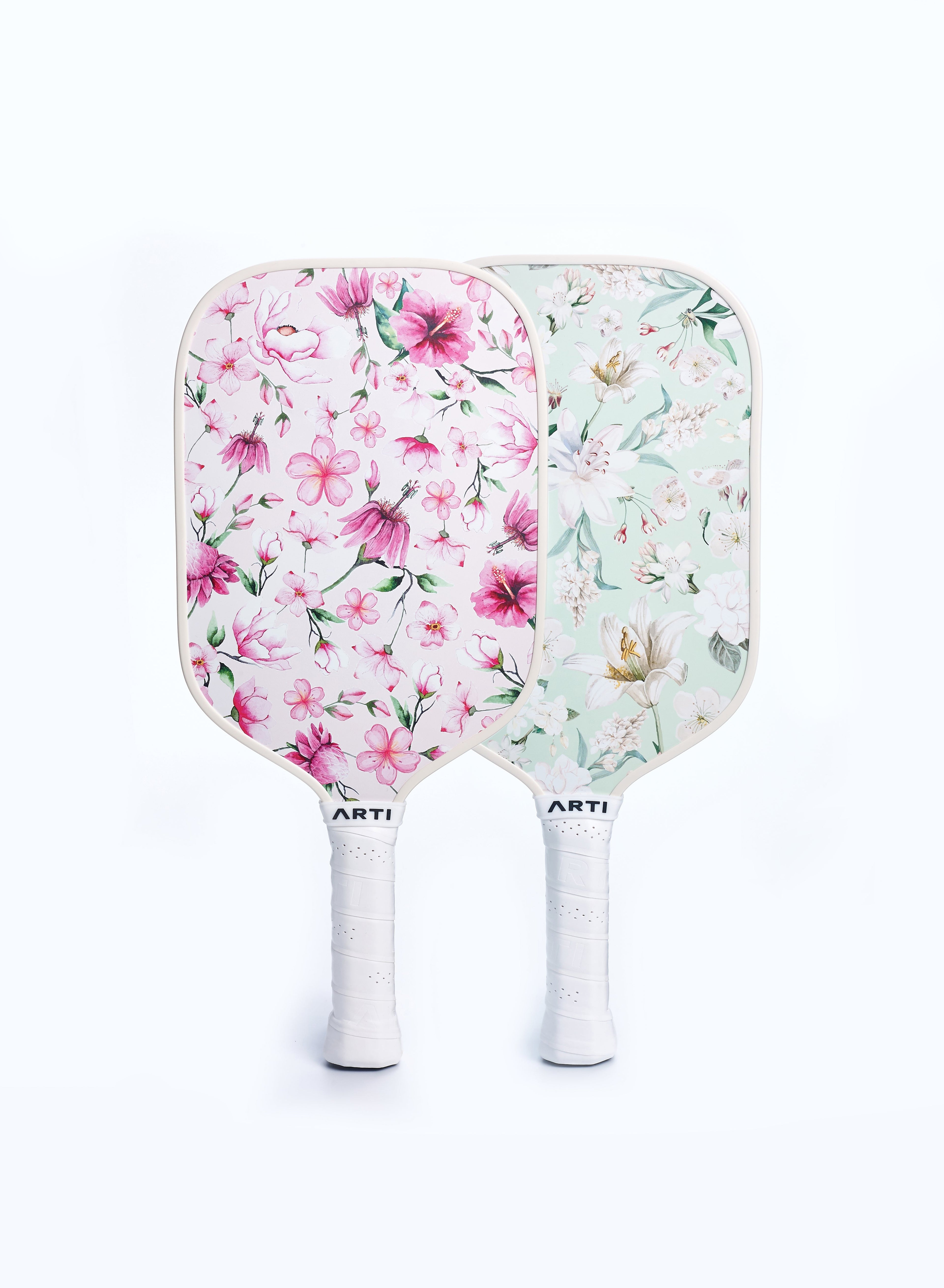 ARTI Pickleball | Fiberglass "Flowers" Paddle Set - USAPA Approved, 2 Paddles, 4 Balls & Carry Bag