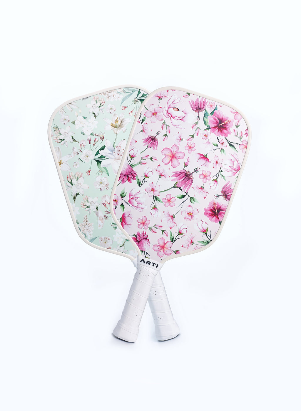ARTI Pickleball | Fiberglass "Flowers" Paddle Set - USAPA Approved, 2 Paddles, 4 Balls & Carry Bag