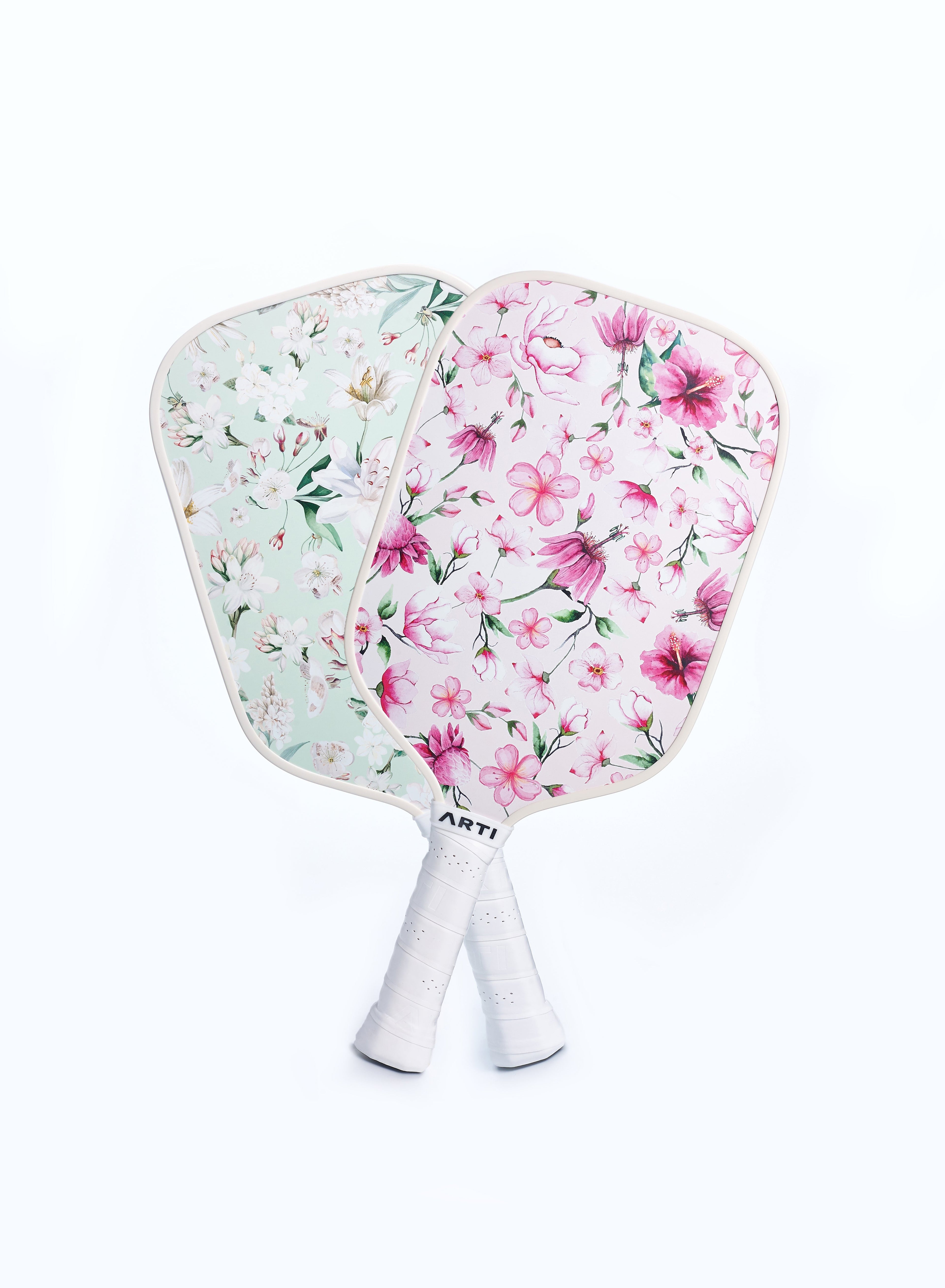 ARTI Pickleball | Fiberglass "Flowers" Paddle Set - USAPA Approved, 2 Paddles, 4 Balls & Carry Bag