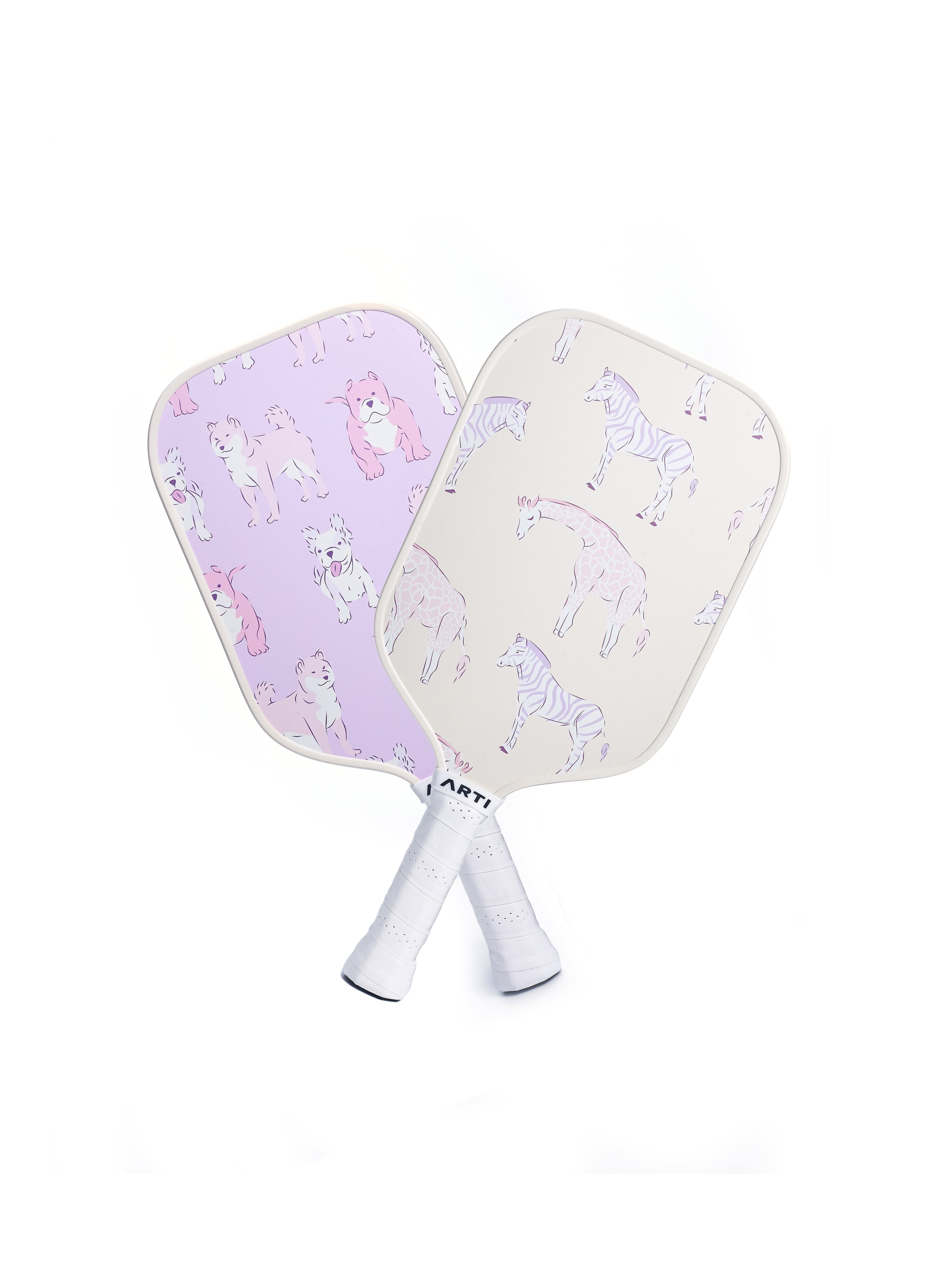 ARTI Pickleball | Fiberglass "Dogs & Giraffes" Paddle Set - USAPA Approved, 2 Paddles, 4 Balls & Carry Bag