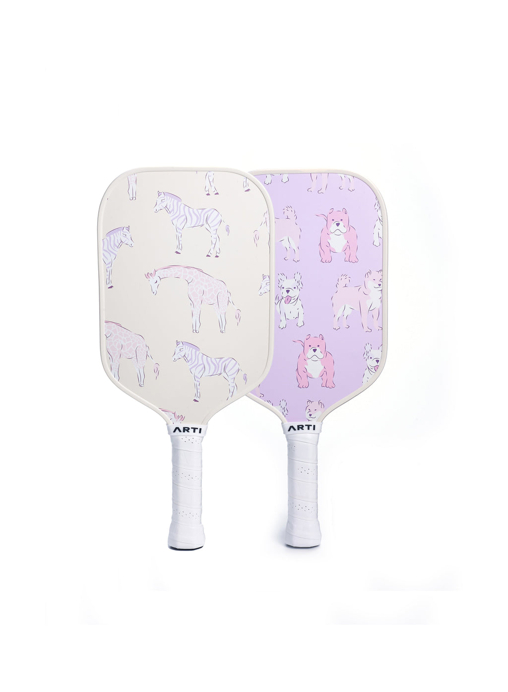 ARTI Pickleball | Fiberglass "Dogs & Giraffes" Paddle Set - USAPA Approved, 2 Paddles, 4 Balls & Carry Bag