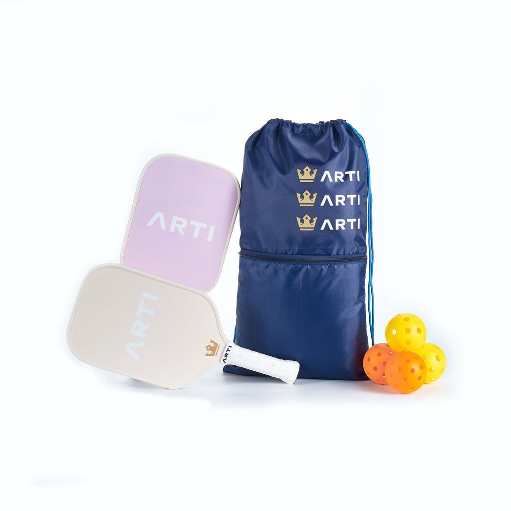 ARTI Pickleball | Fiberglass "Dogs & Giraffes" Paddle Set - USAPA Approved, 2 Paddles, 4 Balls & Carry Bag