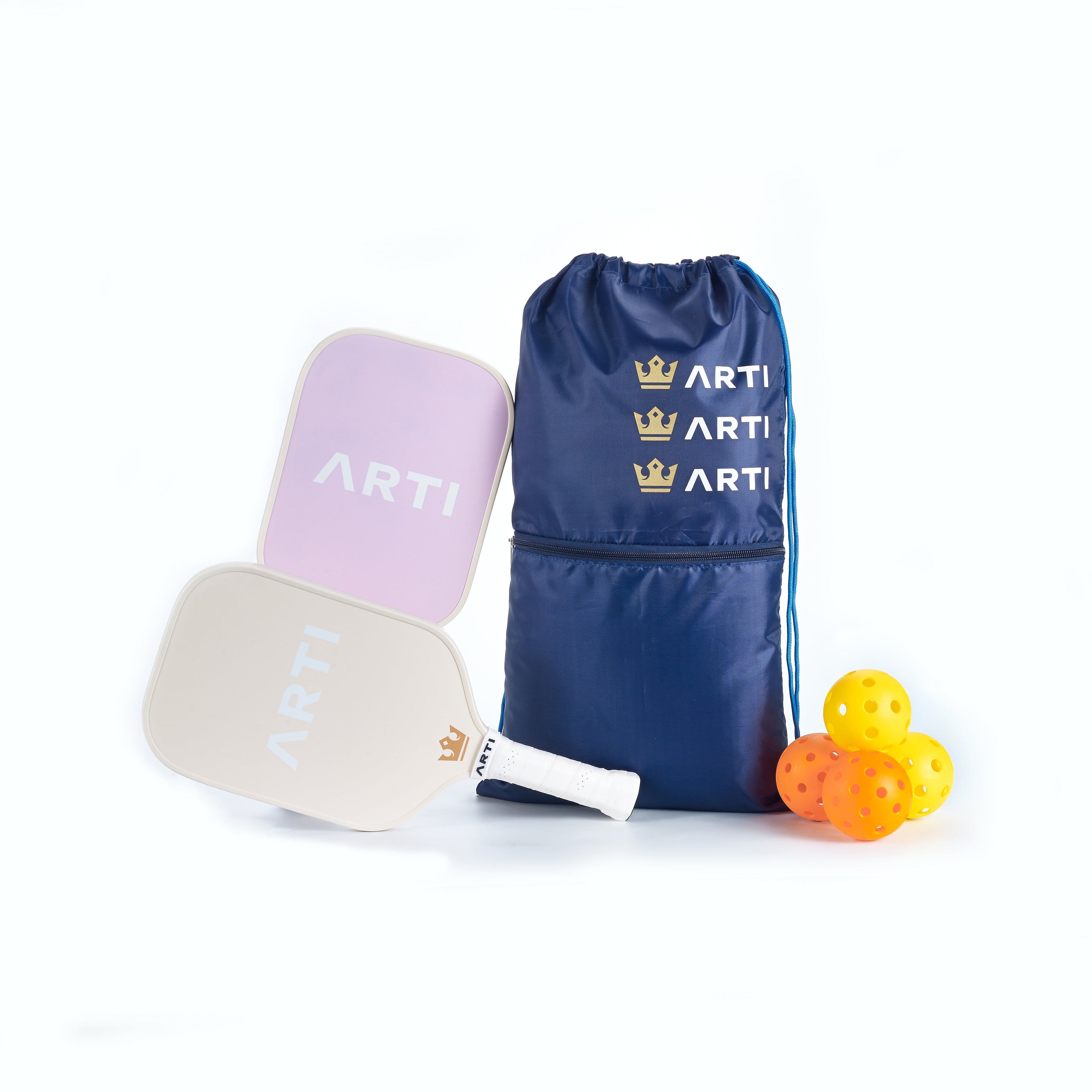 ARTI Pickleball | Fiberglass "Dogs & Giraffes" Paddle Set - USAPA Approved, 2 Paddles, 4 Balls & Carry Bag