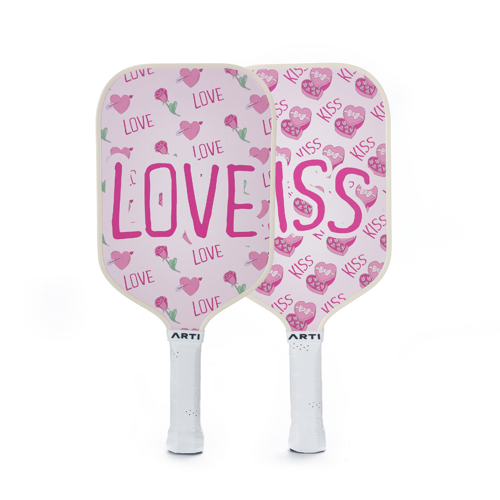 ARTI Pickleball | Fiberglass Love&Kiss Paddle Set - USAPA Approved, 2 Paddles, 4 Balls & Carry Bag