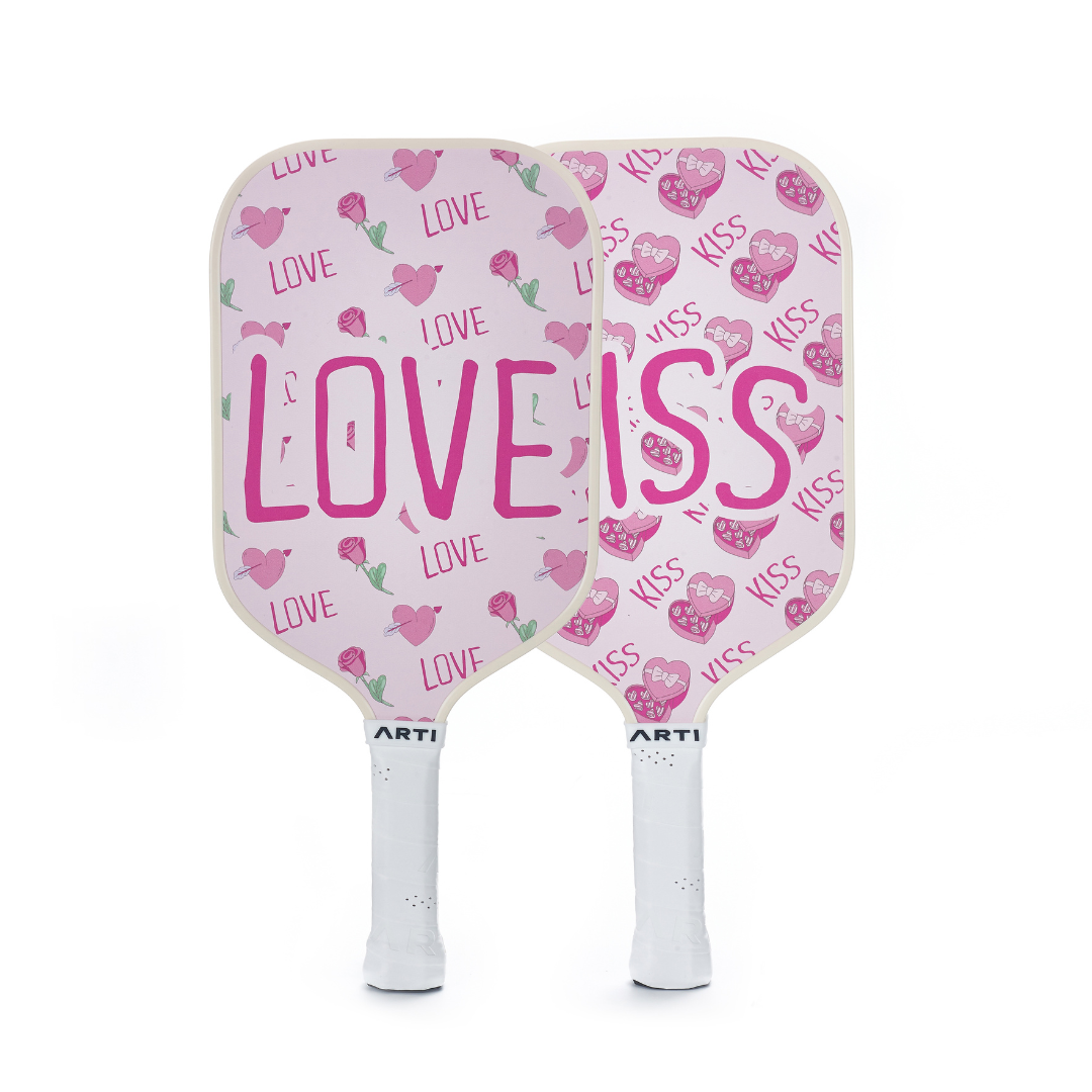ARTI Pickleball | Fiberglass Love&Kiss Paddle Set - USAPA Approved, 2 Paddles, 4 Balls & Carry Bag