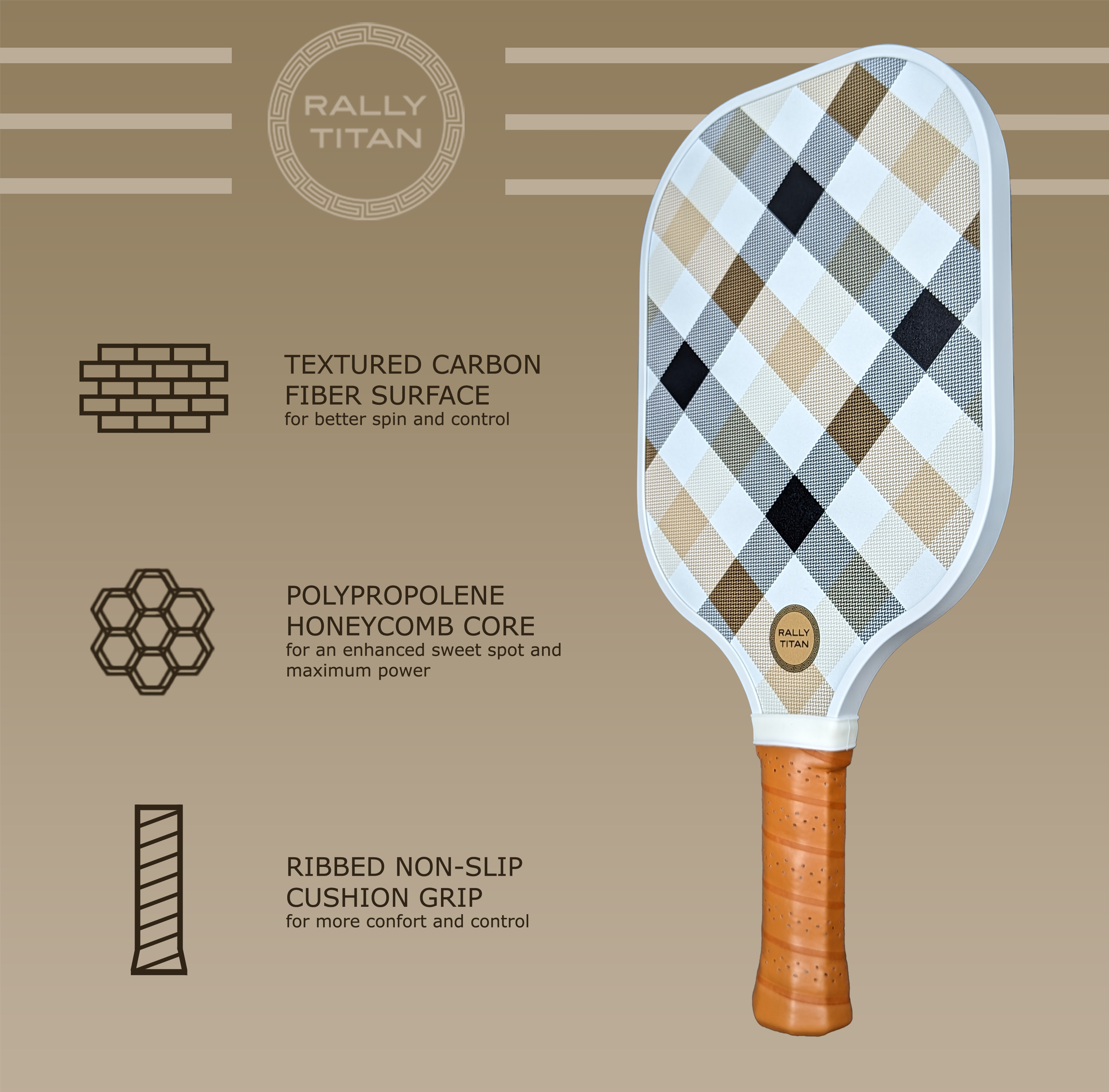 PLAID LUXE | 10MM | T300 TEXTURED CARBON FIBER SURFACE