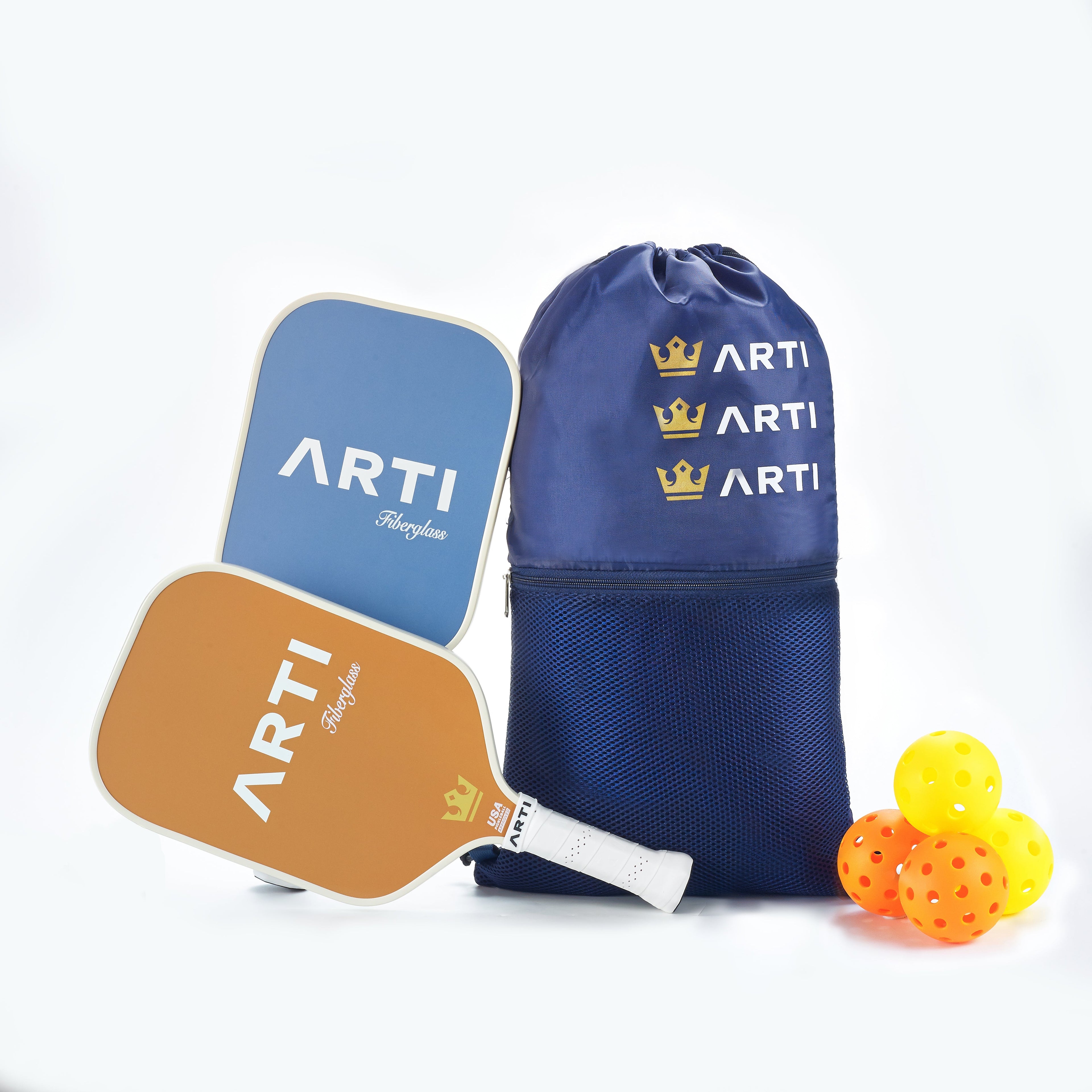 ARTI Pickleball | Fiberglass "Horizon Duo" Paddle Set - USAPA Approved, 2 Paddles, 4 Balls & Carry Bag